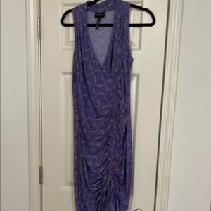 Purple Ruched Maxi Dress V-neck Sleeveless